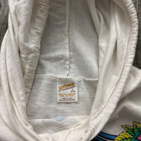 Vintage 80s Harley Davidson Eagle Floral Biker Short Sleeve Hoodie - Picture 4 of 7